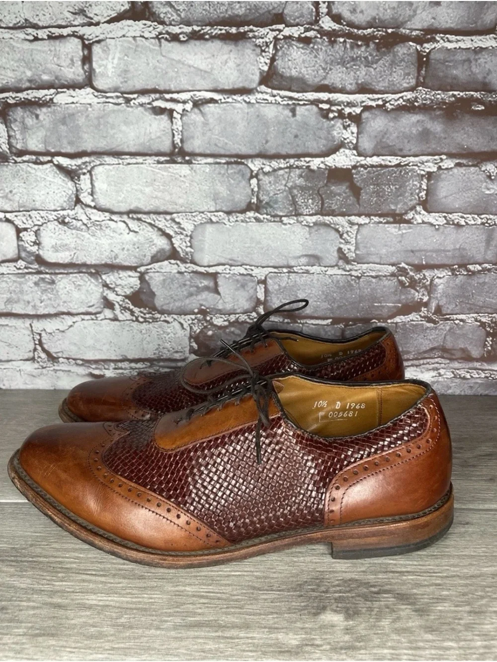 Allen Edmonds Hampstead Brown Leather Woven Oxfords Dress Shoes Men Sz 10.5D US